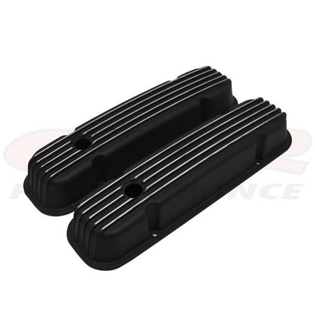 CFR PERFORMANCE CFR HZ-6032-3-PBK Pontiac 326-455 Polished Aluminum Valve Covers - Finned Black HZ-6032-3-PBK